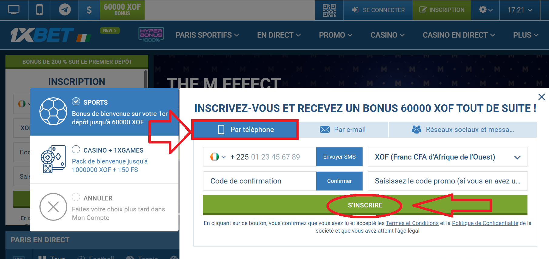 Validation et vérification du compte 1xBet